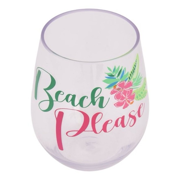 Beach Please Clear Acrylic Stemless Wine Tumbler, 19-Ounce- NWOT - Picture 3 of 10